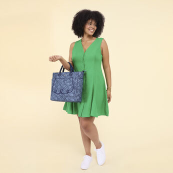 Loungefly Faux Denim Convertible Backpack & Tote Crossbody Bag, Image 2